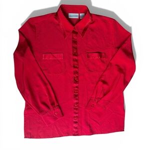 Gloria Vanderbilt Vintage Red Longsleevee Button Up Blouse